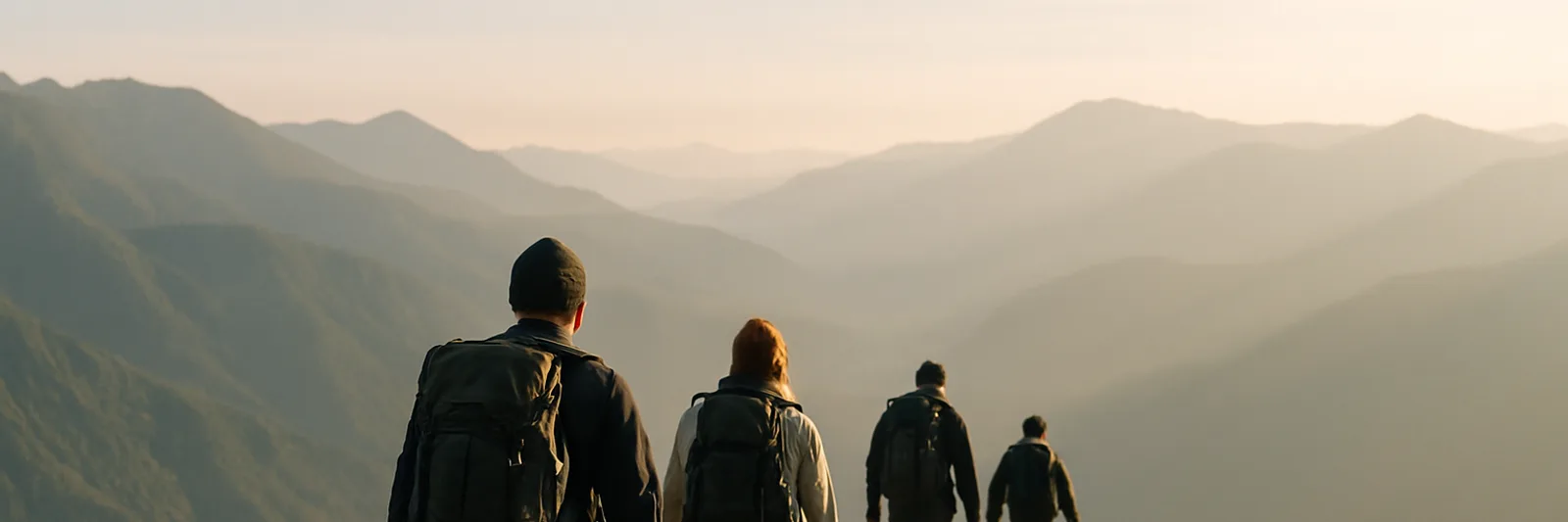 Wandergruppe auf einem Grat